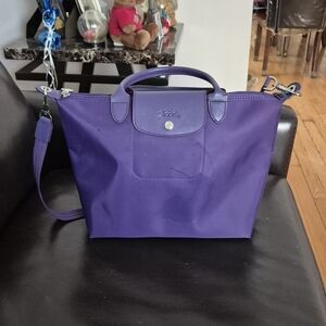 Longchamp  Purple Nylon Tote / CrossBody Women's Bag